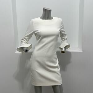 Likely Bell Sleeve Mini  Sheath Dress In White